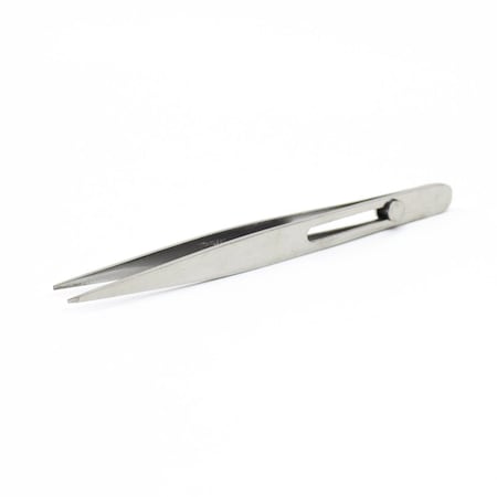 Excel Blades Slide Lock Sharp Pointed Tweezers, 4.75" Stainless Steel Tweezers 12pk 30411